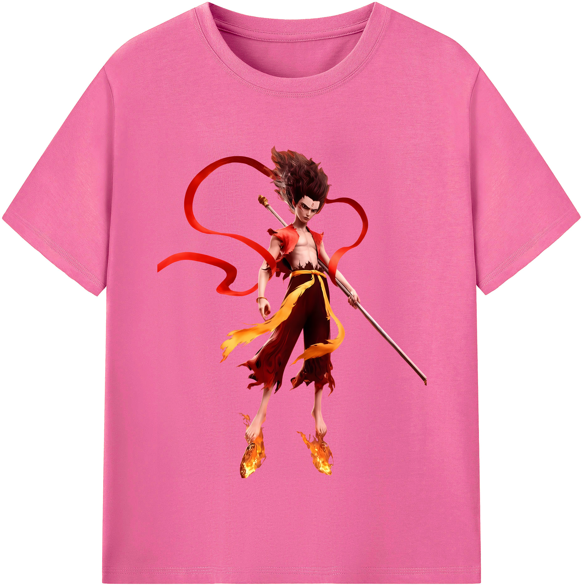 （画像用） Ne Zha 2 ナタ 魔童の大暴れ レディースカジュアルプリントTシャツ（綿100％）